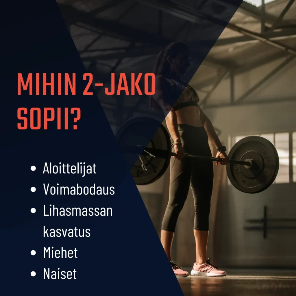 Mihin 2-jakoinen treeniohjelma sopii?