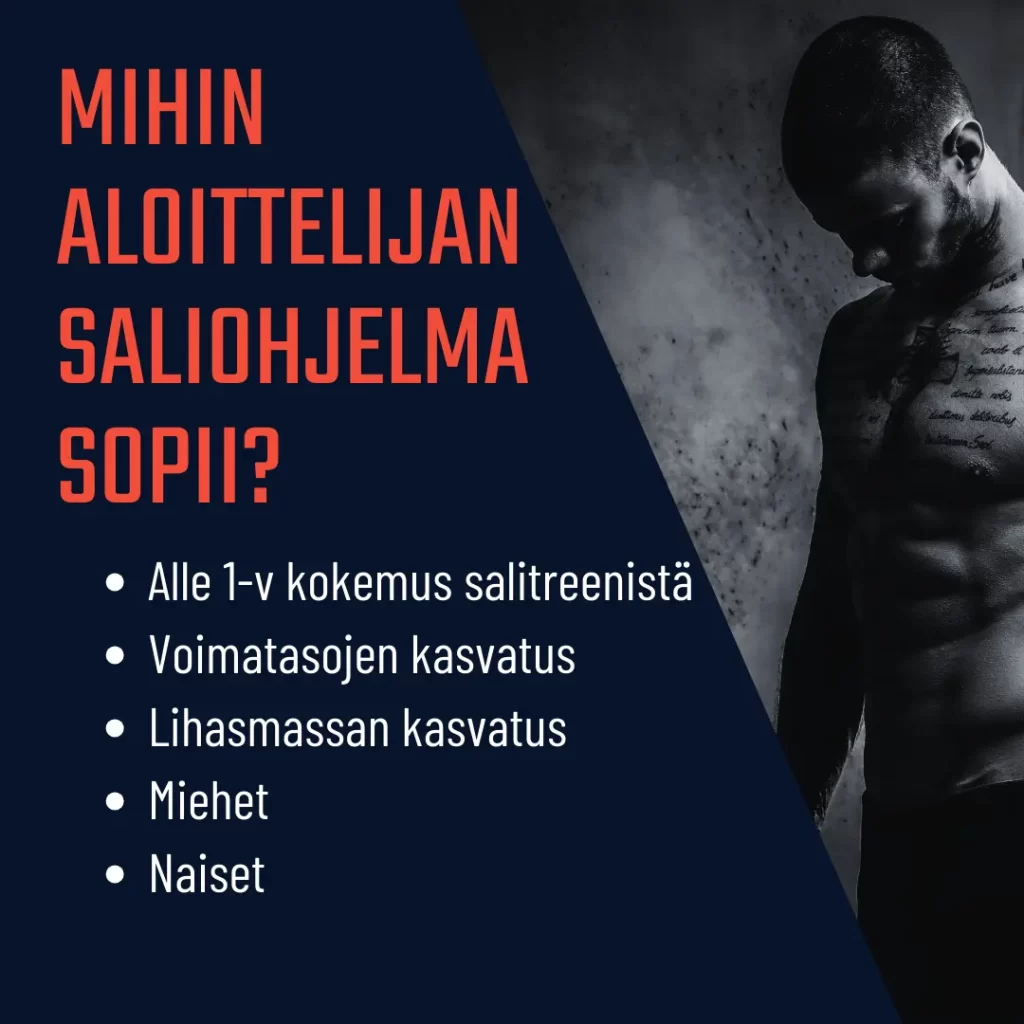 Aloittelijan saliohjelma sopii sekä miehille että naisille.